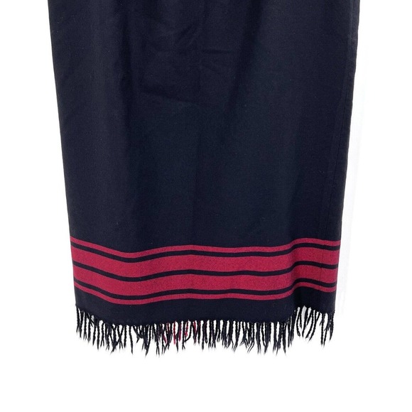 Vintage Valerie Stevens Black Red 100% Wool Long Maxi Wrap Skirt - Picture 5 of 7